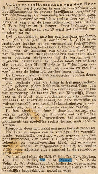 AM Pareau bestuurslid KOG, jaarvergadering 7 mei 1890