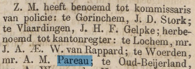 AM Pareau herbenoeming in Woerden 13 april 1870