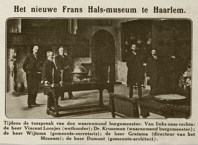Architect Dumont op de opening van het door hem verbouwde Frans Halsmuseum, Haarlem 14 mei 1913