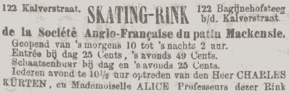 skating (schaatsen) bij het Begijnhof, krant 10 december 1877