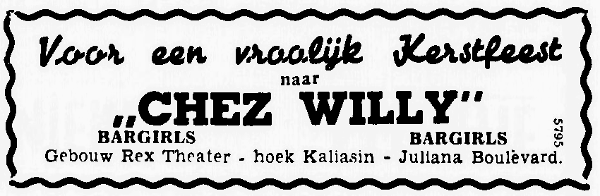 Advertentie: 'voor een vrolijk Kerstfeest naar Chez Willy', 23 december 1939
